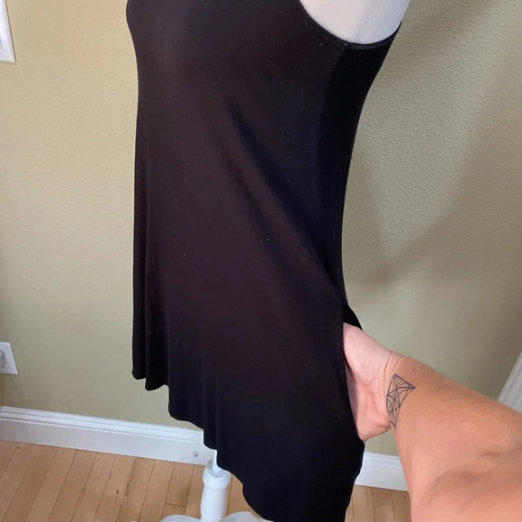 NORDSTROM Socialite Black Stretch T Shirt Knit Classic Tank Swing Dress XS - Picture 3 of 6